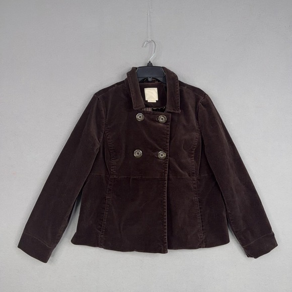 Old Navy Jackets & Blazers - Old Navy Jacket Womens XL Brown Velvet Double Breasted Peacoat Coat Fall Y2K